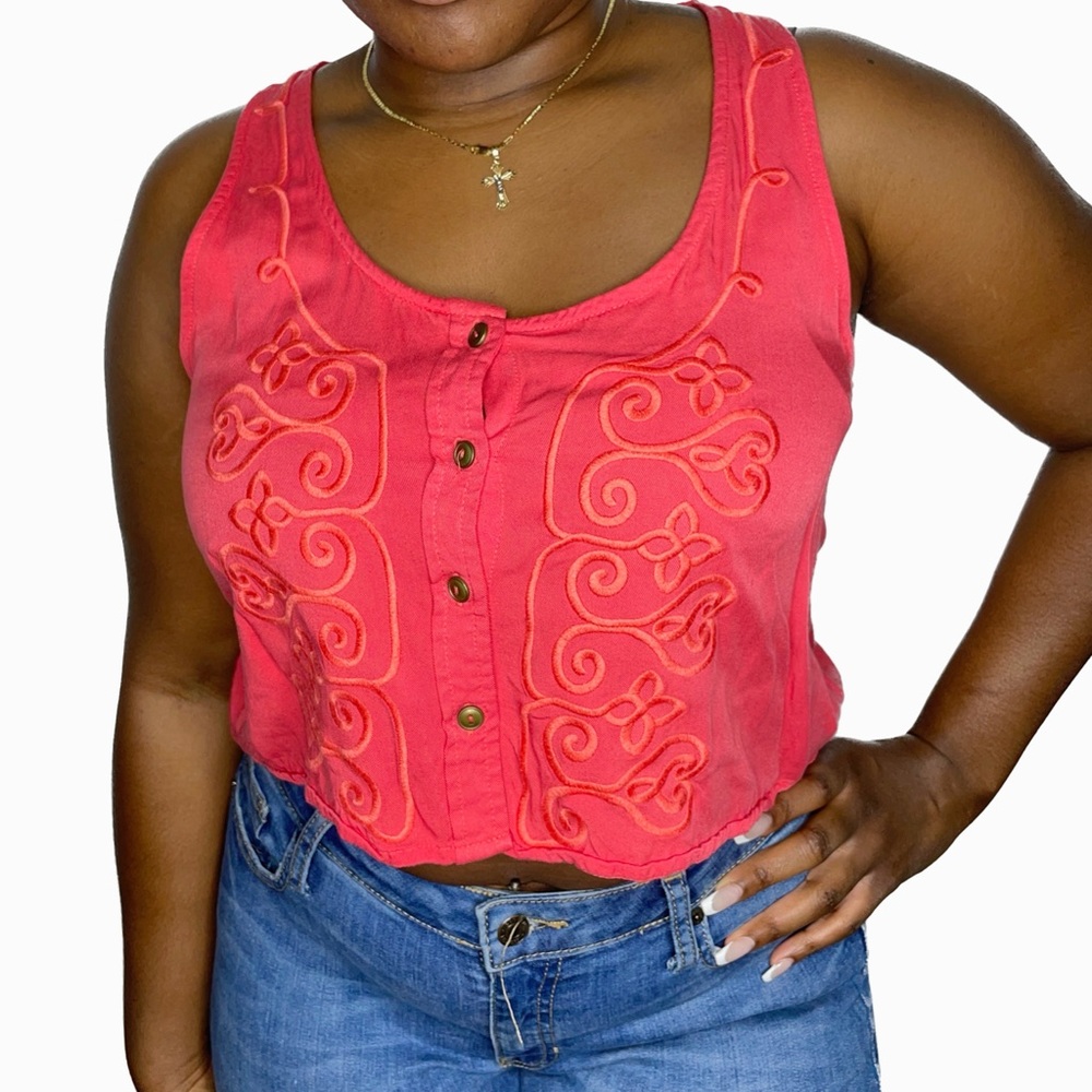 FREE TO FLY Button Down Crop Top